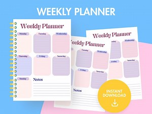 Purple Weekly Planner and Notes: Funky Bubble Printable Letter To-do List, Digital Download PDF - Etsy
