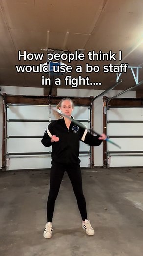 If done correctly, the first swings would be instant knock outs 🤷‍♀️😉 #martialarts #bostaff #blackbelt #sportkarate #fyp