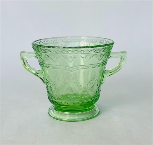 Vintage Federal Glass Patrician Spoke Green Depression Glass Sugar Bowl, 1930’s Uranium Double Handle Dish, Blacklight Glow - Etsy