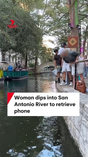 706K views · 1.1K reactions | A woman has waded through the bacteria-infested San Antonio River after dropping her iPhone. Onlookers were boarding a river boat cruise when the woman announced she was taking a dip to look for it, only for nothing to be retrieved. According to the San Antonio River Authority, it is currently illegal to swim or wade in the river due to the high levels of E. coli contamination present. #SanAntonioRiver #riverboatcruise #lost #phone | 7NEWS Australia | Facebook