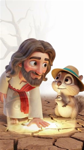 Jesus Rewards Tiko the Squirrel 🐿️💧 A Selfless Act Creates a Miracle Spring #shorts #amen