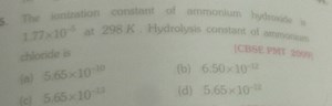 The ionization constant of ammonium hydroxide is T7. 10 ^ { - 5... | Filo