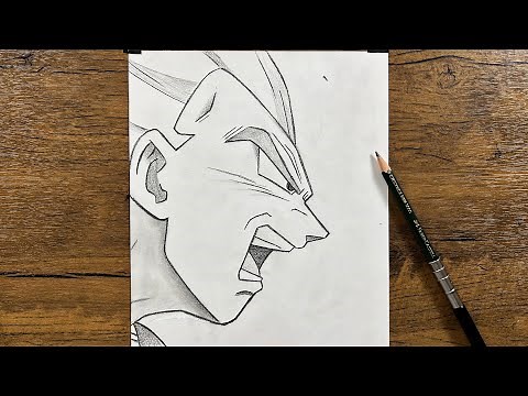 How to draw Vegeta super saiyan blue step-by-step | Easy anime drawing tutorial