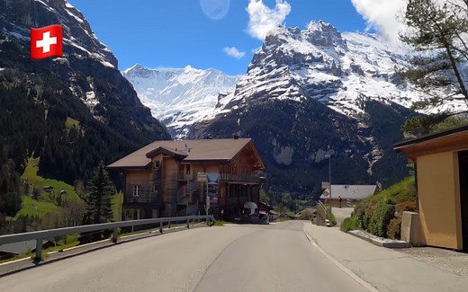 【4K超清】瑞士自驾游(第一视角)｜天晴气朗从格林德瓦开车至劳特布龙嫩｜欣赏美丽风景和放松的驾驶之旅 2021.6