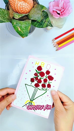DIY Handmade Thread Flower Card | Easy Birthday Card Idea🎂💐#birthday #shortsfeed #shorts#trending