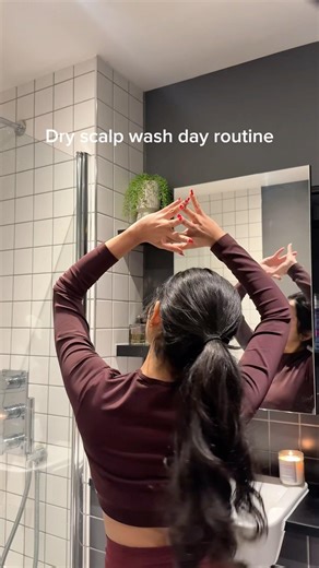 Dry scalp wash day routine✨🕯️ #haircareroutine #youtubeshortsviral