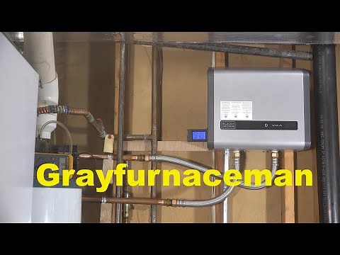 An installation of an instant on water heater