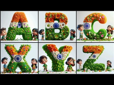 Alphabet learning with Indian Flag design ABCD design #indepdenceday #15august #abcd