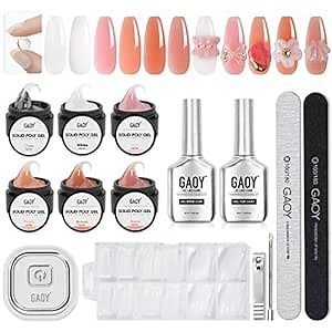 GAOY Solid Builder Gel Nail Kit with UV Light, Non-Sticky Hand Poly Gel for Nail Extension, Art Sculpture, Carving, and Modeling