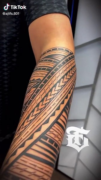 Samoan Forearm Tribal Sleeve Tattoo Design