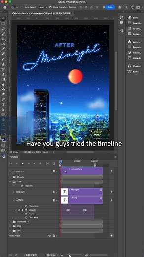 Have you tried the timeline in Photoshop yet? If not, this is for you! Animate anything you dream up ✨ Check out the full episode on our YouTube: https://adobe.ly/42FtYjd | Adobe Photoshop