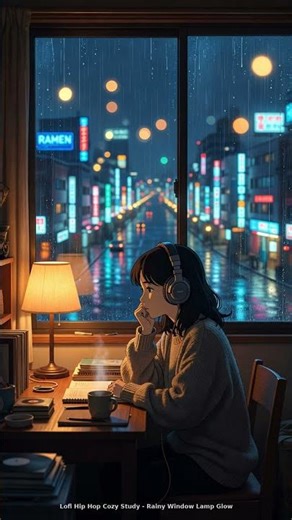 Lofi Hip Hop Cozy Study - Rainy Window Lamp Glow
