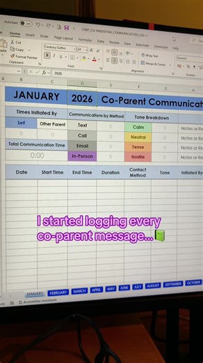 When co-parenting gets tense, memory isn’t enough. Documentation matters. This Excel & Google Sheets communication log helps you track every call, text, and interaction — including who initiated it and the tone. Built for high-conflict co-parenting, clear records, and peace of mind. 🔗 Link in bio 📊 Follow for more useful Excel & Google Sheets Templates #coparenting #coparentingstruggles #difficuldcoparent #coparentingwithanarcissist #highconflictcoparenting