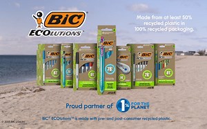 BIC Ecolutions Clic Stic Ballpoint Pens, 78% Recycled, Blue Ink, 1.0mm, 12-Count