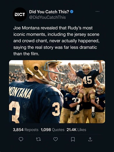 Joe Montana: Rudy Story Largely Fabricated