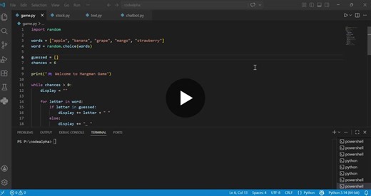 #codealpha #codealpha #pythonprogramming #internship #python #vscode #learningexperience #github | Venkata Kamakshi Kalyani Durga Salapu