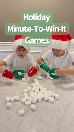 Holiday Minute-To-Win-It Games 🎅 These easy games only take a few minutes to set and are fun for kids of all ages (and grown ups)! #minutetowinitgames #holidaygames #familygames #christmasgames #kidsactivities #raisingdragons | Raising Dragons - Activities For Kids