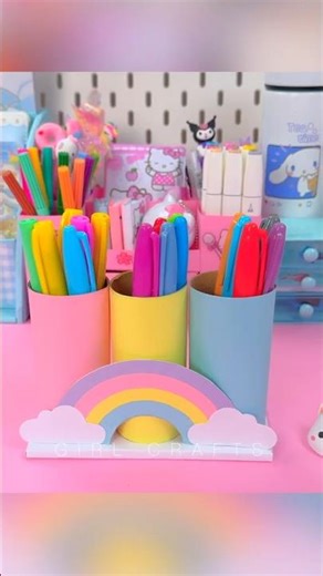 Cute Rainbow Pen Holder 🌈 #diy #craft