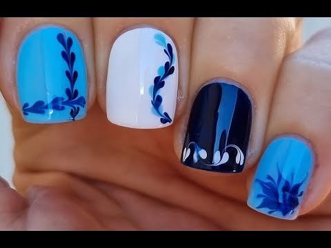 Blue NAIL ART Ideas - EASY NAILS Tutorial For Beginners - Manicure At Home