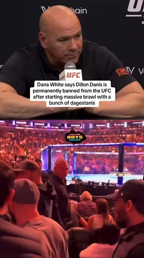 Dana White says Dillon Danis is permanently banned from the UFC after starting massive brawl with a bunch of dagestanis #danawhite #dillondanis #ufc #fight | Hazardboysmedia
