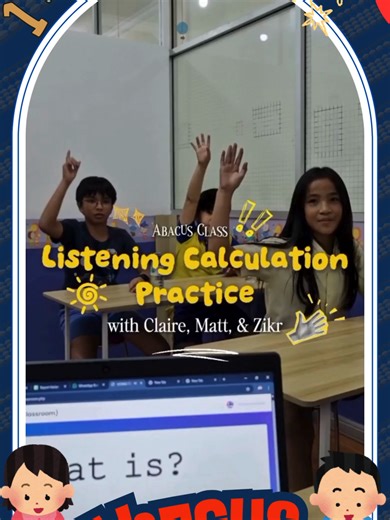 🎧✨ Listening Practice – Starting from the Basics ✨🎧 With Zikr, Claire, and Matt 🔢🧠 Today we practice mental arithmetic using the listening method, beginning from the easiest level to build strong focus and accuracy. Step by step, their speed and confidence keep growing — so impressive, right? 👏✨ Mom & Dad, want your child to enjoy learning math like this? 👉 Join UCMAS Kelapa Gading now and try our FREE trial class! #ucmasindonesia #ucmas #abacus #sempoa #ucmaskelapagading #sempoaucmas #umc