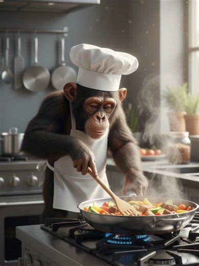 Hungry Monkey Becomes a Chef in a Fun Cooking Adventure