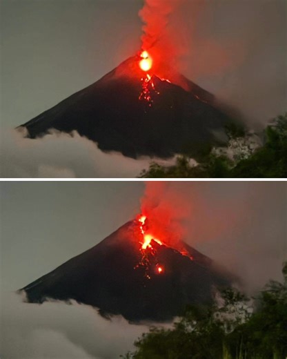 PYROCLASTIC DENSITY CURRENT SA BULKANG MAYON Naitala sa Bulkang Mayon nitong Huwebes, Jan. 8, 1:08 AM, ang pag-agos ng pyroclastic o uson mula sa crater ng bulkan. 📸: Legazpi City Councilor Sunshine Chua Imperial, Radyo Pilipinas Albay | GMA Public Affairs