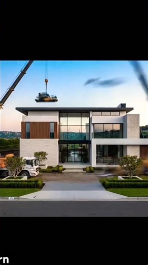 Modern house made in a time lapse.