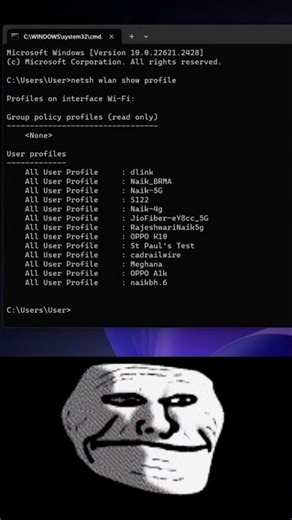 How to check wifi password using cmd #shortsfeed #cmdtricks