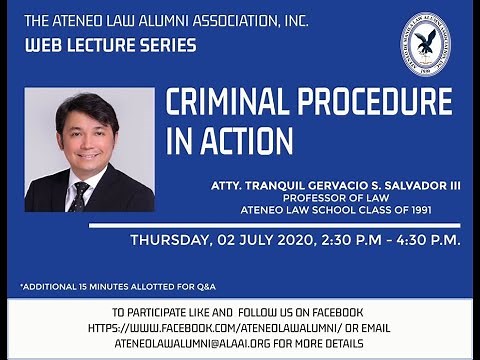 Criminal Procedure in Action by Atty. Tranquil Gervacio S. Salvador III