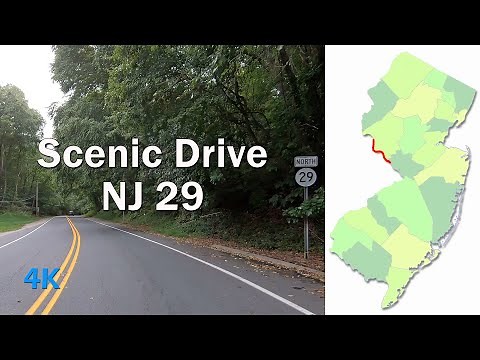 NJ Route 29 Northbound from Washington Crossing State Park to Frenchtown 【Scenic Drive】