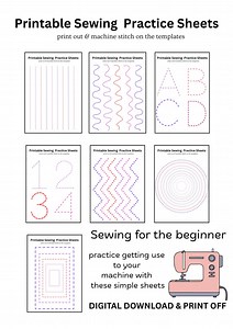 Sewing Practice Worksheets, Beginner Sewing Templates, A4 PDF (7 Pages) - Etsy UK