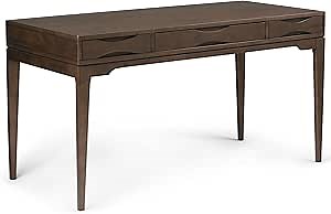 SIMPLIHOME Harper Desk - 60 Inch Wide Solid Wood Writing Desk in Walnut Brown, Mid-Century Modern Home Office Computer Table for Workspace or Study with 2 Drawers and Flip-Down Keyboard Tray