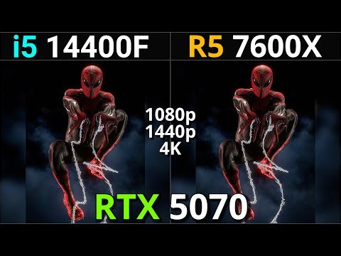 Intel i5-14400F vs Ryzen 5 7600X | RTX 5070 Gaming Test | 1080p, 1440p, 4K Benchmarks