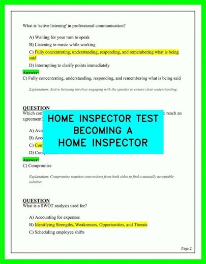 Home Inspector Test 2026 Becoming a Certified Home Inspector Study Guide Practice Questions Exam 26