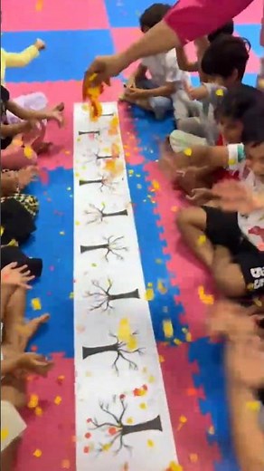 DIY Craft 🍁ideas for kids | 🎨 Group Art Activity for Kids | Autumn tree #diy #kidsactivities #viral