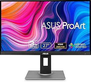 ASUS ProArt Display PA278QV 27” WQHD (2560 x 1440) Monitor, 100% sRGB/Rec. 709 ΔE