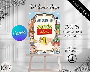 Toy Story Welcome Sign, Toy Story Party Poster, Birthday Party Signage, Toy Story Party Decor, Digital Birthday Welcome Sign, T001 - Etsy