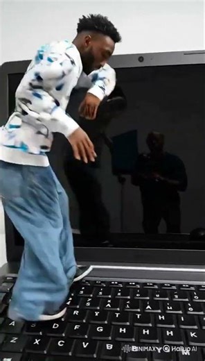 Tiny Singer Dancing on a Laptop Keyboard 🎹🕺🎶