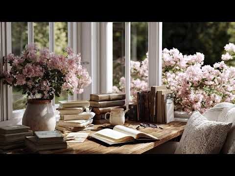 Cozy Window Desk in Spring 4K — Nature Sounds, Birds & Wind (4 Hours)