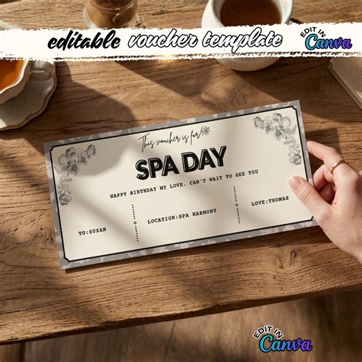 Birthday Gift Certificate Template Editable | Printable Voucher DIY Canva | Digital Birthday Gift Instant Download - Etsy