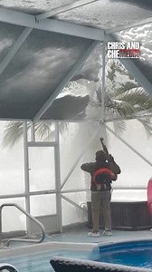 Clearing snow from the pool screen like a pro! | Chris & Che Media