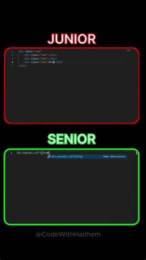 Junior vs Senior: HTML (Emmet) Trick🔥