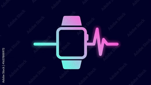 Vibrant Gradient Smartwatch and ECG Line Animation: Digital Health Monitoring Technology