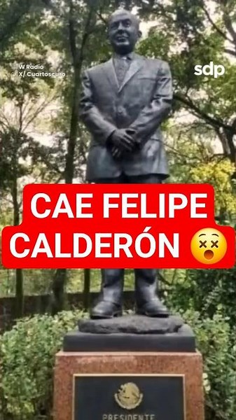 Felipe Calderón falls! 🍺! Tree knocks down statue of former president due to heavy rain