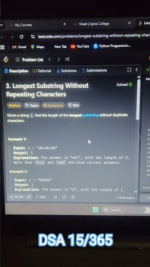 Longest Substring Without Repeating Characters 🔥 | LeetCode #3 Explained in 30s #leetcode