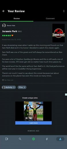 Jurassic Park Movie Review *In Honor Of Sam Neill*