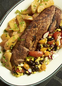Sous Vide Pork Tenderloin with Spiced Apples and Corn Salsa Recipe