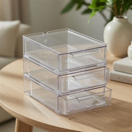 Clear Stackable Storage Drawers, Modular Desk Organizer, Skincare Vanity Tray - Etsy