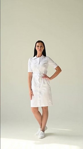 White slim fit belted nurse uniform Medical gown for women